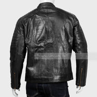 Mens Black Cafe Racer Leather Jacket Leather Jacket men detail view 5 | Dash Racegear — Men Black Leather Cafe Racer Biker Jacket