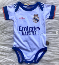 Real Madrid 1st Away soccer jersey white baby romper 100% cotton - baby romper image 1