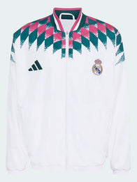 Real Madrid Stadium Track Jacket Jacket unisex front product view | Dash Racegear — Real Madrid 2026 Adidas Stadium White Track Jacket for men and women with sporty everyday style.