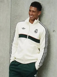 Jude Bellingham EA FC 27 Real Madrid Track Jacket Jacket unisex front product view | Dash Racegear — Real Madrid Adidas EA Sports FC 27 White Jude Bellingham Fleece Track Jacket featuring premium comfort and football-inspired everyday style.