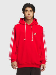 Adidas Chinese New Year SS26 Red Hoodie Hoodie unisex detail view 2 | Dash Racegear — Recreated Adidas Lunar New Year SS26 black fleece pullover hoodie combining red highlights with everyday comfort