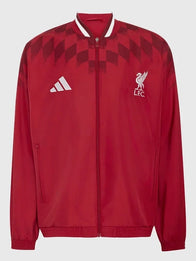 LFC Adidas 26/27 Stadium Track Jacket Jacket unisex front product view | Dash Racegear — Unisex 26/27 Red Liverpool FC Stadium Track Jacket featuring bold club color and smooth athletic fit.