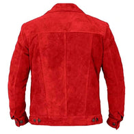 Mens Suede Red Leather Jacket Leather Jacket men detail view 2 | Dash Racegear — Suede Red Leather Jacket