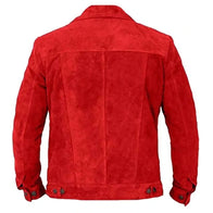 Mens Suede Red Leather Jacket Leather Jacket men detail view 2 | Dash Racegear — Suede Red Leather Jacket