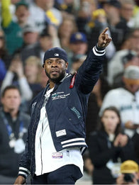 Richard Sherman Seattle Mariners Bomber Jacket Bomber Jacket unisex detail view 2 | Dash Racegear — Stylish Seattle Mariners bomber jacket worn by Sherman