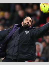 Ruben Amorim Premier League 2025 Manchester United Jacket Jacket unisex detail view 2 | Dash Racegear — Black Manchester United 2025 puffer jacket featuring Ruben Amorim branding for Premier League supporters and casual winter outfits