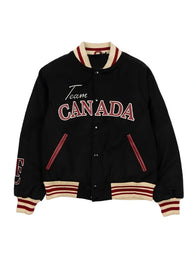 SCA x Hockey Canada Leaf & Legacy Varsity Bomber Jacket Bomber Jacket unisex detail view 2 | Dash Racegear — Leaf & Legacy Varsity Bomber Jacket by SCA x Hockey Canada, classic varsity look for supporters on game days.