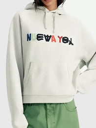 Bad Bunny X Zara Benito Antonio NUEVAYoL Hoodie Hoodie unisex detail view 3 | Dash Racegear — Grey hoodie from Bad Bunny x Zara SS26 collection featuring NUEVAYoL patch detail and relaxed fit.