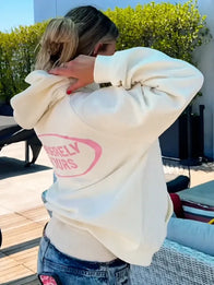 Sincerely Yours Gloss Pocket Hoodie Hoodie unisex detail view 2 | Dash Racegear — Everyday cream hoodie with a smooth texture and statement gloss pocket, made for a clean and effortless outfit style.