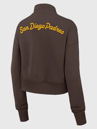 San Diego Padres Nike Primetime Phoenix Fleece Half-Zip Sweatshirt Sweatshirt unisex detail view 2 | Dash Racegear — Nike San Diego Padres Primetime Phoenix brown half-zip fleece sweatshirt for women, warm and sporty.