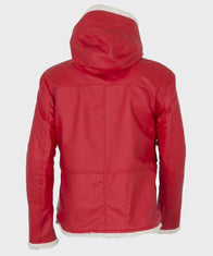 Mens Santa Claus Red Leather Jacket Leather Jacket men detail view 3 | Dash Racegear — Winter Christmas Red Coat