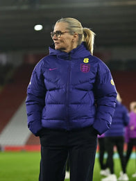 Sarina Wiegman Women’s International Friendly Match Puffer Jacket Puffer Jacket unisex detail view 3 | Dash Racegear — Sarina Wiegman England Lionesses Women’s International Friendly Nike Hood Puffer Jacket featuring lightweight warmth for everyday wear.