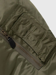 Pokemon x Human Made Satin Bomber Jacket Bomber Jacket unisex detail view 3 | Dash Racegear — Unisex olive green bomber jacket combining anime-inspired aesthetics with premium streetwear fashion energy.