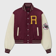 Rhude Batting Cage Satin Varsity Jacket Varsity Jacket unisex detail view 2 | Dash Racegear — Satin varsity bomber jacket by Rhude in unisex fit.