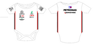 F1 Mercedes Racing romper jersey 100% cotton | White Edition - baby romper image 5