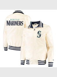 Seattle Mariners Starter The Captain II Full-Zip Jacket Jacket unisex front product view | Dash Racegear — Starter Seattle Mariners Full-Zip The Captain II Sports Jacket