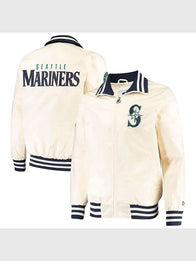 Seattle Mariners Starter The Captain II Full-Zip Jacket Jacket unisex front product view | Dash Racegear — Starter Seattle Mariners Full-Zip The Captain II Sports Jacket
