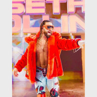 WWE Raw Seth Rollins Red Fur Jacket Jacket unisex front product view | Dash Racegear — Seth Rollins WWE Jacket – Red Fur Power Statement