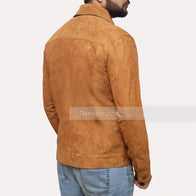 Mens Shirt Style Brown Suede Leather Jacket Leather Jacket men detail view 4 | Dash Racegear — Mens brown suede jacket