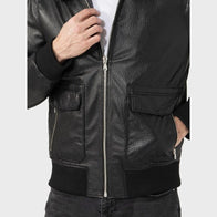 Mens Shirt Style Black Leather Jacket Leather Jacket unisex detail view 4 | Dash Racegear — Mens Sheepskin Shirt Style Black Leather Jacket