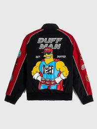 The Simpsons x Shoe Palace Duff Man Racing Jacket Jacket unisex detail view 2 | Dash Racegear — Black and red Duff Man Racing bomber jacket designed for effortless streetwear style and all-day comfort.
