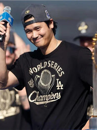 Shohei Ohtani 2025 Dodgers World Series Celebration T-Shirt Shirt unisex front product view | Dash Racegear — Shohei Ohtani Dodgers 2025 Championship Celebration Shirt