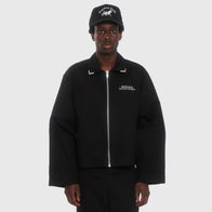 Siegelman Stable Embroidered Coaches Jacket Jacket unisex detail view 3 | Dash Racegear — Black Siegelman Racing Stable jacket with minimal embroidery on chest