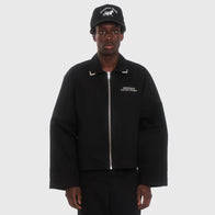 Siegelman Stable Embroidered Coaches Jacket Jacket unisex detail view 3 | Dash Racegear — Black Siegelman Racing Stable jacket with minimal embroidery on chest