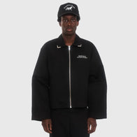 Siegelman Stable Embroidered Coaches Jacket Jacket unisex detail view 3 | Dash Racegear — Black Siegelman Racing Stable jacket with minimal embroidery on chest