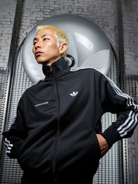 Silence Please x Adidas Firebird Jacket Jacket unisex front product view | Dash Racegear — front view of Silence Please x Adidas Firebird Jacket