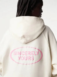 Sincerely Yours Gloss Pocket Hoodie Hoodie unisex detail view 4 | Dash Racegear — Sincerely Yours cream hoodie brings a relaxed fit with smooth fabric feel and a stylish glossy pocket accent.