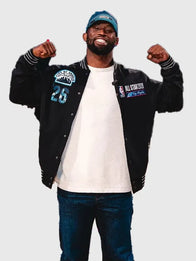 Siya Kolisi All-Star Game Jacket Jacket unisex detail view 3 | Dash Racegear — Nike All‑Star 2026 black jacket with relaxed fit and varsity‑inspired look, perfect for hoops fans.