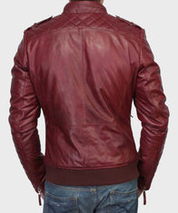 Kevin Burgundy Leather Jacket Leather Jacket unisex detail view 3 | Dash Racegear — Kevin Burgundy Slimfit Leather Jacket