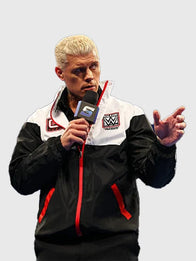 SmackDown 2026 Cody Rhodes Jacket Jacket unisex detail view 5 | Dash Racegear — Cody Rhodes full-zip satin jacket recreated with sharp color division and comfortable unisex wear