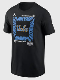 UCLA Bruins NCAA National Champions T-Shirt Shirt unisex front product view | Dash Racegear — UCLA Bruins 2026 NCAA champions black T-shirt by Jordan, perfect for fans and celebrations.