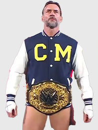 CM Punk Steiner Bros Varsity Jacket Varsity Jacket unisex detail view 5 | Dash Racegear — Recreation Steiner Bros University of Michigan varsity jacket featuring CM Punk wrestling-inspired styling