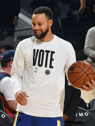 Stephen Curry Phoenix VS Warriors Vote T-Shirt Shirt unisex front product view | Dash Racegear — Trendy Stephen Curry Phoenix vs Warriors 2025 T-Shirt