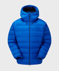 Stylish Blue Puffer Jacket Puffer Jacket unisex front product view | Dash Racegear — Blue Winter Puffer Hooded Jacket