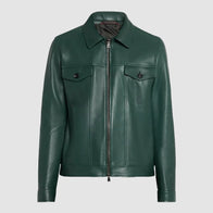 American Idol S23 Luke Bryan Green Leather Jacket Leather Jacket unisex detail view 2 | Dash Racegear — Luke Bryan Green Leather Performance Jacket – American Idol Season 23