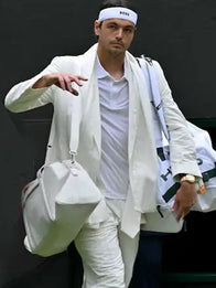 Taylor Fritz Wimbledon 2026 Blazer Blazer unisex detail view 2 | Dash Racegear — White Taylor Fritz 2026 blazer with a refined silhouette and sophisticated tennis-inspired styling.