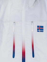 Winter Olympics 2026 Team Iceland Opening Ceremony Jacket Jacket unisex detail view 5 | Dash Racegear — Milano Cortina 2026 white hooded jacket lets Team Iceland supporters shine during opening ceremonies.