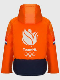 Xandra Velzeboer Winter Olympics 2026 Team Netherlands Jacket Jacket unisex detail view 4 | Dash Racegear — Milano Cortina 2026 Team Netherlands orange hooded jacket blends fan pride with cozy game-day style.