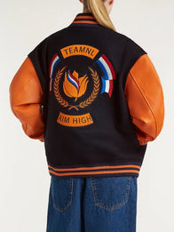 Denham TeamNL Varsity Jacket Varsity Jacket unisex detail view 5 | Dash Racegear — Denham varsity jacket in Team Netherlands colors with contrast sleeves for bold fan fashion.