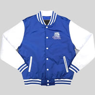 Tennessee State Royal Baseball Jacket Jacket unisex front product view | Dash Racegear — Retro-style baseball jacket in Tennessee State royal—cool, casual, and timeless.