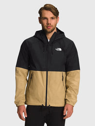 The North Face Men’s Antora Rain Hoodie Hoodie unisex front product view | Dash Racegear — The North Face Antora Men’s Black & Khaki Zip-Up Hoodie keeps you dry, cozy, and ready for unpredictable weather.