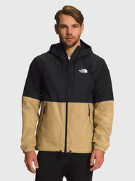 The North Face Men’s Antora Rain Hoodie Hoodie unisex front product view | Dash Racegear — The North Face Antora Men’s Black & Khaki Zip-Up Hoodie keeps you dry, cozy, and ready for unpredictable weather.