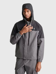 North Face Trishull Jacket Jacket unisex detail view 2 | Dash Racegear — Men’s grey full-zip hooded jacket by The North Face with woven fabric feel and easy everyday comfort.