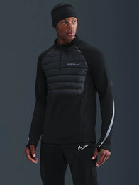 Tottenham Hotspur Academy Winter Warrior Half-Zip Jacket Jacket unisex front product view | Dash Racegear — Nike Tottenham Hotspur Academy Winter Warrior Therma-FIT black half-zip drill jacket for training.