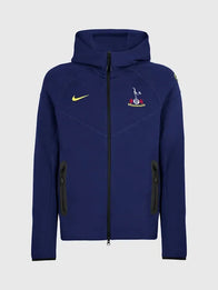 Spurs 2025/26 T90 Tech Fleece Hoodie Hoodie unisex front product view | Dash Racegear — Tottenham Spurs FC Nike 2025/26 navy T90 Tech Fleece hoodie in navy, perfect for matchday or casual wear.