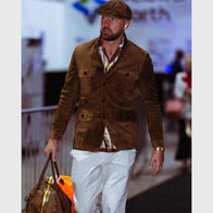 Travis Kelce Cashmere Suede Military Jacket Jacket unisex detail view 2 | Dash Racegear — Classic military-style suede jacket influenced by Travis Kelce’s wardrobe